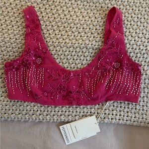 Peppermayo Pink Lace Crop Top